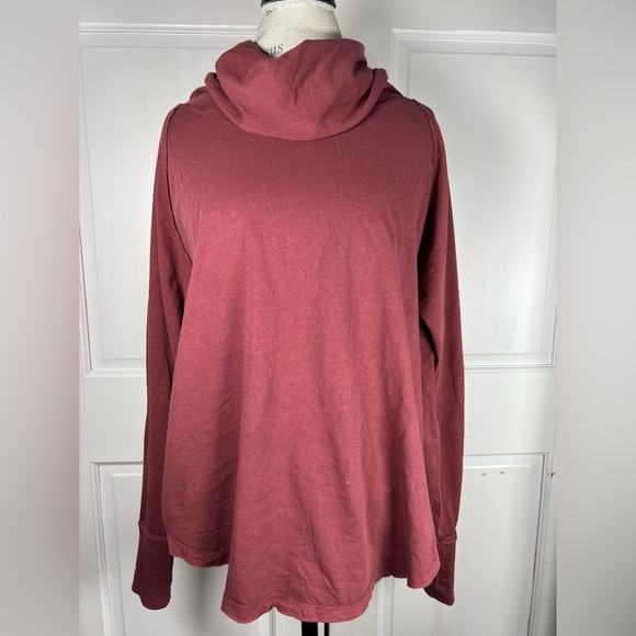 We the Free People We are the People Cowl Cotton Slit Sides Top in Redwood XS - Picture 2 of 7